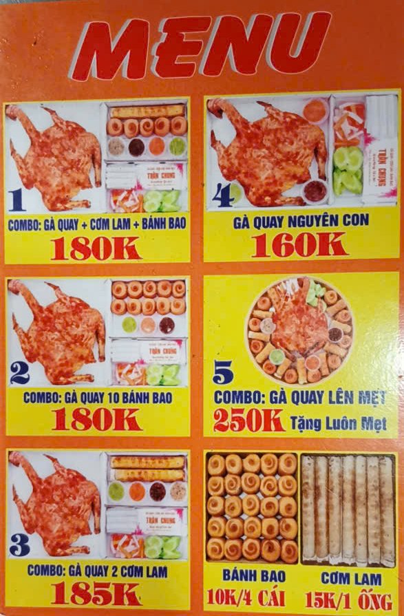 gà quay Biên Hòa Gà Quay Trần Chung menu và combo
